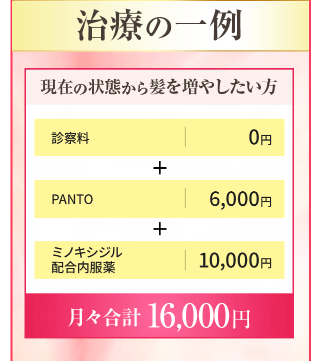 治療の一例 現在の状態から髪を増やしたい方