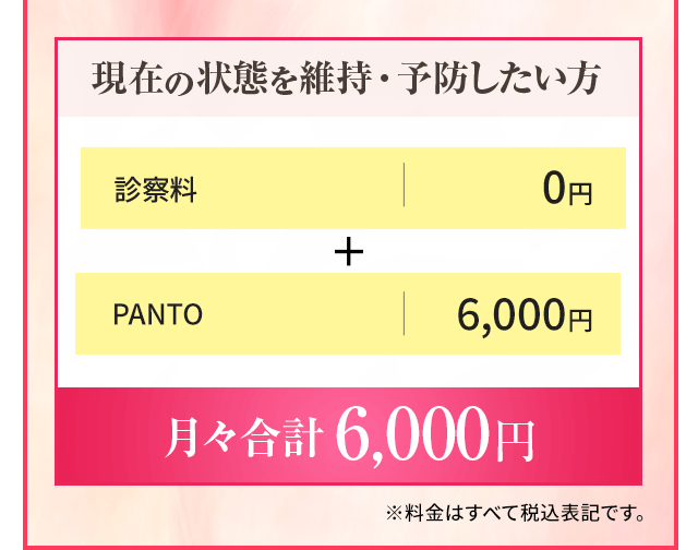 現在の状態を維持・予防したい方