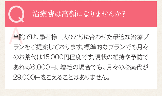 治療費は高額になりませんか？